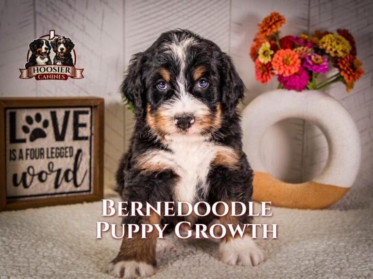 Bernedoodle Puppy Growth and the stages of standard, mini and micro bernedoodles explained in this blog post. Learn the answer to are bernedoodles hypoallergenic?
