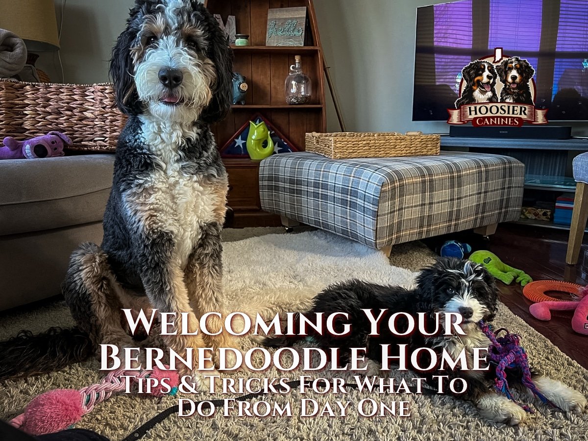 Welcoming Your Bernedoodle to home with tips and tricks of what to do.